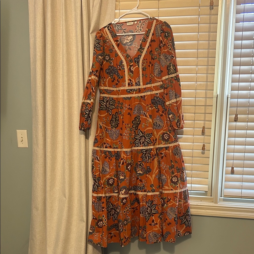 Spartina 449 Orange Floral Long Sleeve Dress